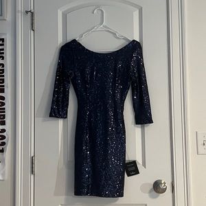 NWT - Lulus Navy Sequin Homecoming Dress